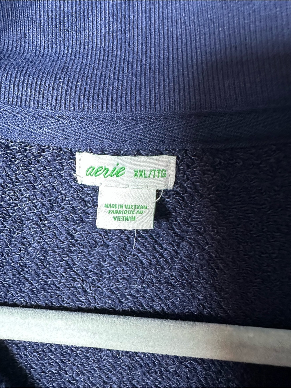 Aerie XXL Navy Blue Oversized Quarter Zip Pullover Sweatshirt - Picture 3 of 10